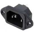 Conector tata, alimentare, IEC, 60320, c14, montare panou, 10A, CS-001