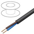 Cablu 2x0.75mm2, OWY, rotund, litat, Cu, cu manta de PVC, negru, 300V, OWY2/0.75BK