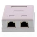 Priza dubla UTP, RJ45, aparenta, CAT5, ecranat, alba, LANBOX-SM-F5X2