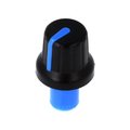 Buton plastic potentiometru axial, ax 6mm, Negru-Albastru, crestatura D, GMN-4P-BL