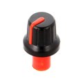 Buton plastic, potentiometru axial, Negru-Rosu, ax 6mm, crestatura D, GMN-4P1.5-RD