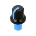 Buton plastic potentiometru axial, 6mm, Negru-Albastru, crestatura D, GMN-4P1.5-BL