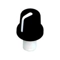 Buton plastic potentiometru axial; Negru-Alb; ax 6mm, crestatura D, GMN-4P1.5-WH