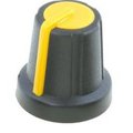 Buton plastic potentiometru, ax 6mm, Negru-Galben, GMN-2YL