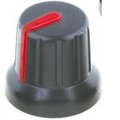 Buton plastic potentiometru, ax 6mm, 16.2mm, Negru-Rosu, GMN-4RD