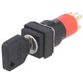 Intrerupator cu cheie, SPDT, ON-OFF, orificiu montare Ø16mm, V16-KEY-F-2-JC