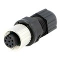 Conector M12, circular, 8 pini, mama, 2A, IP68, 12-08BFFA-SL8001, AMPHENOL
