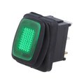 Intrerupator basculant, OFF-ON, 16A, 12VDC, IP65, 3 pini, LED VERDE, orificiu montare 19.8x13mm, R1366B802G
