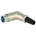 Conector XLR, 90°, mamă, 3 PINI, pe cablu, XLR-3G-K