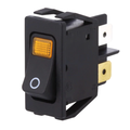 Comutator basculant, OFF-ON, 16A, 4 pini, DPST, iluminare, galben, orificiu montare 27.2x12.2mm, 1555.3104, Marquardt