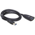 Cablu prelungitor, USB-3.0 tata, USB-3.0 mama, 5m, soclu DC, 83089, DELOCK