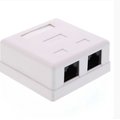 Priza dubla UTP, RJ45, aparenta, CAT5,  alba, LANBOX-SM-U5X2