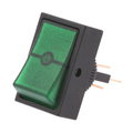 Intrerupator basculant, OFF-ON, 30A, 12VDC, 3 pini, montare panou, SPST, verde, orificiu montare Ø12mm, R13-207B-01-BG, SCI