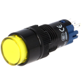 Intrerupator apasare, push, SPDT, ON-(ON), galben, orificiu montre 12mm, 3 pini, V12Y-11-Y