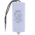 Condensator pornire motor, 60uF, 400V, fir, MOTCAP-60UF-WR