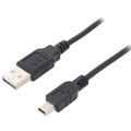 Cablu USB, 2.0; ecranat; USB A mufa, USB B mini; 1m; negru; AK-300130-010-S, ASSMANN