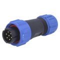 Conector circular, 7 pini, tata, SP13, 125V, 5A, IP68, SP1310/P7, WEIPU