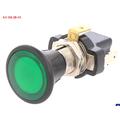 Comutator push, OFF-ON, 10A/14VDC, verde, Ilum LED, orificiu montare Ø14.2mm, A3-30L3B-01