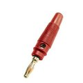 Conector banana, 4mm, rosu, izolat, cu surub, aurit, BD5G/RD