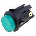 Push buton, bistabil verde; ON-OFF, 16A, 4 pini, DPST-NO, orificiu montare Ø25 mm, C7053AFNAB, BULGIN