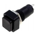 Push-buton, monostabil, patrat negru, OFF-(ON), orificiu montare 12mm, S12BBK