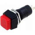 Push-buton, monostabil patrat rosu, OFF-(ON), orificiu montare Ø12mm, PS10BRD