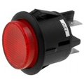 Intrerupator push bistabil, rosu, OFF-ON, DPST-NO, 20A, 4 pini, iluminat led, orificiu montare Ø25mm, R13541BL01BRL1