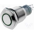 Întrerupător antivandal, ON-(ON), 5A, SPDT, IP67, M19, orificiu montare Ø19mm,  V19-11R-12R-S