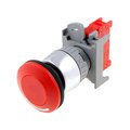 Intrerupator actionat prin apasare, NC, rosu, revenire prin rotire, 3A/250V, orificiu montare Ø22.5mm, LEB22-1/C