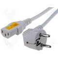 Cablu CEE, 7/7 (E/F), stecher în unghi, IEC, C13, mamă; 10A, 3m; alb, 6051.2094