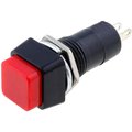 Intrerupator miniatura patrat rosu, OFF-(ON), orificiu montare Ø12mm, PS-06R-MONO