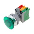 Buton ciuperca, actionat prin apasare; 1 pozitie; NC+NO, verde, orificiu montare Ø30mm, LXE30-1-O/C-G