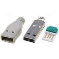 Conector USB-A, mufa, lipire cablu, cu manson, USBA-PLUG/IDC