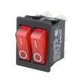 Comutator basculant, DUBLU, rosu, ON-OFF, 16A, 6 pini, orificiu montare  30x22.1mm, C5503, ARCOELECTRIC