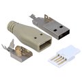 Conector USB-A plug, pentru lipire cablu, cu manson, USBA-PLUG