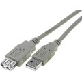 Cablu USB 2.0; USB A soclu, USB A mufa; nichelat; 5m; gri; CU202-050-PB
