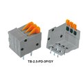 Regleta 3 pini, pcb, cu buton, 2.54mm, TB-2.5-PD-3P/GY