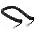 Cablu receptor, telefon, 4p4c, spiralat, 2m, negru, TEL-4C-02T-BK